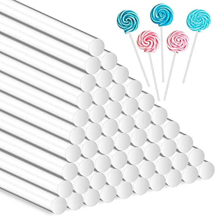 100 PCS 6-Inch Acrylic Lollipop Sticks, Catcan Clear Cake Topper Cake Pop Sticks for Cupcake Toppers, Candy, Dessert