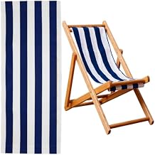 Beach Chair Replacement Cloth 112cmx43cm Simple Sling Chairs Replacement Fabric Blue and White Stripes Lounge Chair Replacement Canvas for Sunbathing Garden Courtyard Garden Beach
