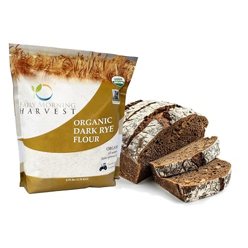 Early Morning Harvest Organic Dark Rye Made from Organic, Non-GMO Rye Stone Ground Dark Flour for Bread and Baking, Pumpernickel Flour, Sourdough Starter, Whole Grain, Certified Organic GMO Free 3.75, Pounds