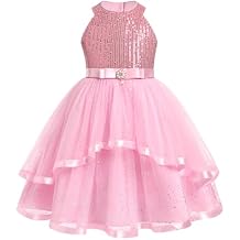 OBEEII Toddler Girls Pageant Dress Princess Sequin Tulle Tutu Dress Birthday Party Photoshoot Glitter Flower Girl Dresses