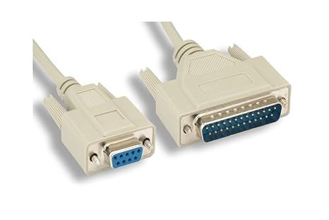 KENTEK 1 Feet FT DB9 Female to DB25 Male Serial RS-232 Cable Adapter Cord at Modem 28 AWG F/M Molded D-SUB 9 to 25 Pin for PC Mac Serial Device