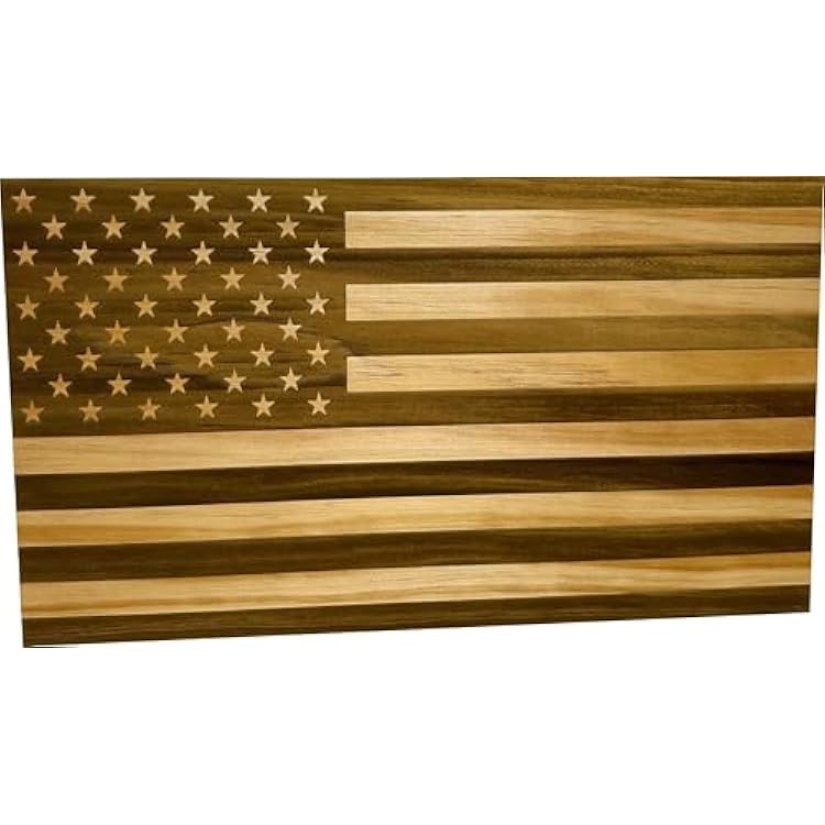 Bellewood Designs Customizable Wood American Flag Wall Decor 18.5 x 10.5 Available in Four Patriotic American Flag Styles Natural Wood