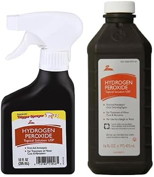 Hydrogen Peroxide First Aid Antiseptic (1-10oz Spray Bottle, 1-16oz Bottle)