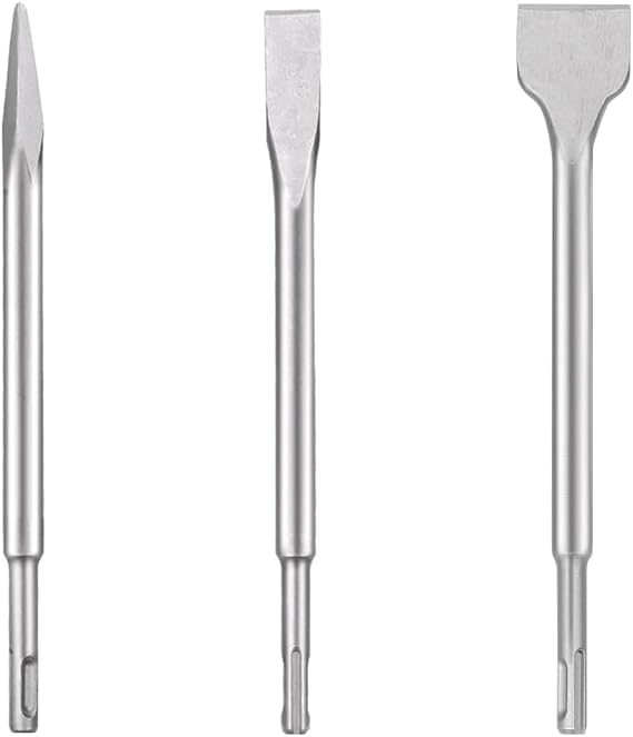 Electric Hammer Chisel 3-Piece Set SDS Drill SDS Plus Bit Chisel SDS Plus Shank Drill SDS Bit Concrete Tool for Burring and Demolition Work