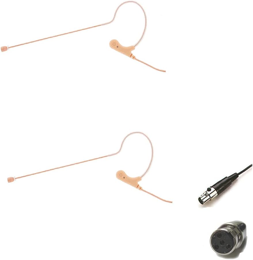 2pcs AV-JEFE AVL670 Professional Omnidirectional Earhook Microphone Beige Color_ Compatible with Shure Wireless Mic Systems
