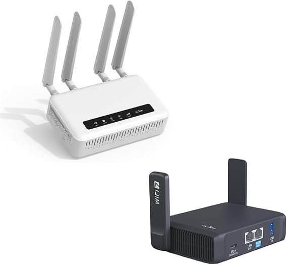 GL-X2000 (Spitz Plus) Cellular Gateway 4G LTE Router & GL.iNet GL-BE3600 (Slate 7) Portable Travel Router