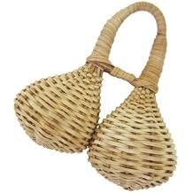 Africa Heartwood Project Double Woven Jingle Caxixi Shaker - 3" African Bottle Cap Shaker with Gourd Base, Colors Will Vary - Handcrafted African Musical Instrument