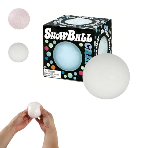 Nee Doh Snowball,Squishy Stress Round Ball Pressure Relief Toy with Snowflakes Inside, 2.5 Inch Sensory Toy Crunchy Snowball for Kids Adults Friends Families to Increase Hand Flexibility (1#Pink)