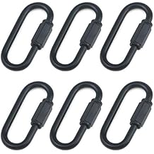 Quluxe Heavy Duty D Shape Chain Locking, M4 4MM Chain Quick Link Connector- Black (Pack of 6)