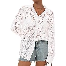 Wyeysyt Lace Blouse for Women Sheer Lace Long Sleeve Top Elegant Dressy Shirt Ladies Tops and Blouses