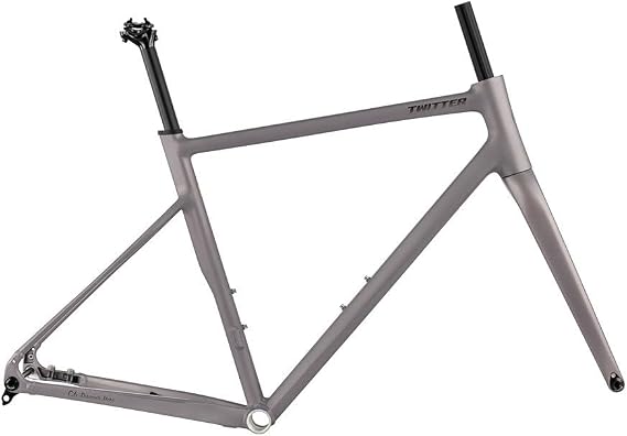 700C Road Bike Frameset 41 45 48 51 54cm Aluminum Alloy Bike Frame Thru Axle F12*100MM R12*142MM BSA BB68mm Disc Brake Carbon Fibre Bike Fork(Matte Gray,45cm)