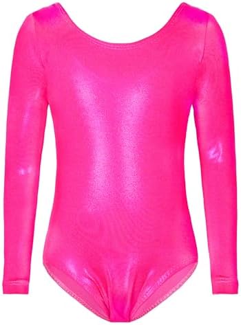 TENVDA Gymnastics Leotards for Girls Sparkly Unicorn Rainbow Long Sleeve Kids Tumbling Outfit Age 2-9 Years Old