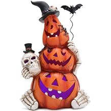 Hodao Halloween Pumpkin Decorations with Light Handmade Pumpkin Ornaments for Halloween Decor Fall Thanksgiving Tabletop Decorations Indoor Outdoor Porch Decor, Orange