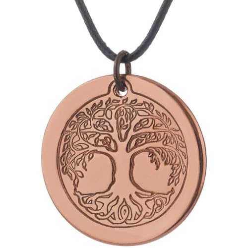 DEMMEX Tree of Life Pendant Necklace, 2.5mm Thick, 1.5 Inch Diameter, Unisex, Handmade in Turkey, Pure Copper - Polish with Sea Salt Lemon Mix