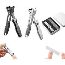 FOLENZU Ultra Sharp Stainless Steel Nail Clippers, Professional Extra Large Heavy Duty Toe Clippers for Seniors with Catcher File