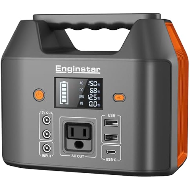 EnginStar Power Bank with AC Outlet 150W 110V Laptop Power Bank, 155Wh 42000mAh Battery Bank, Lithium Ion Power Supply for Emergency Camping