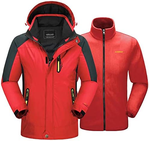 MAGCOMSEN Ski Jackets for Men 3 in 1 Jacket Waterproof Jacket with Hood Snowboard Jacket Rain Jacket Winter Jackets Work Jackets for Men Rain Jacket