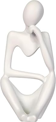 Creative Resin Thinker Minimal Abstract Art Sculpture Statue Figurines Home Office Bookshelf Desktop Decor White, Right, Small