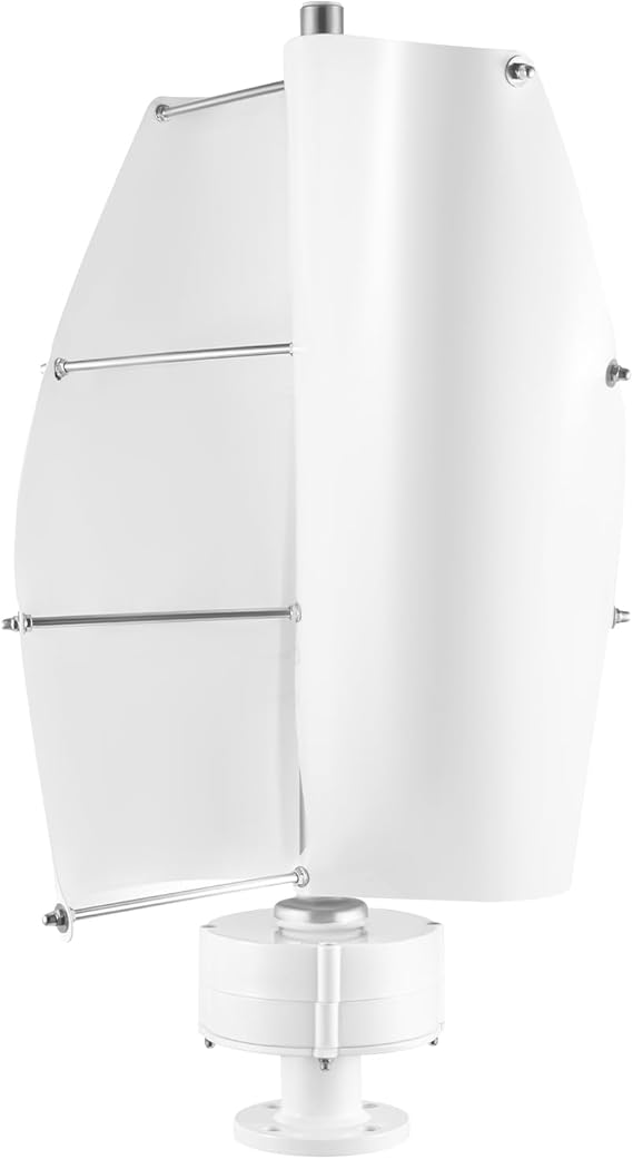 Vertical Axis Wind Turbine, 100W Helical Design Generator w/Controller, Low Noise Generator for Home, Gazebo, Cabin & Off Grid Energy (White 12V)