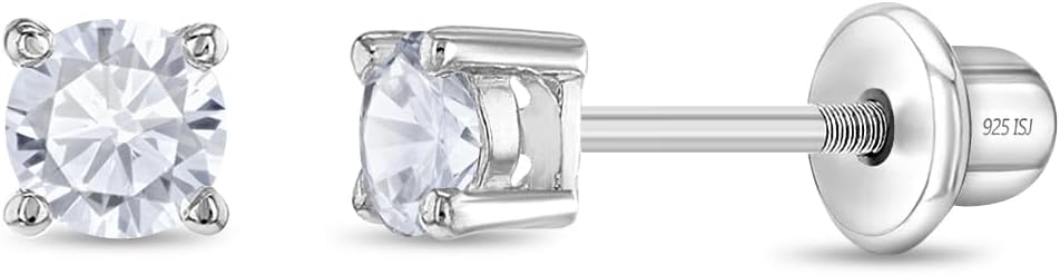 In Season Jewelry CZ Round-Shaped Kids Earrings 925 Sterling Silver