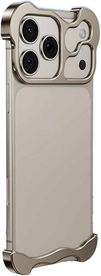 Case for iPhone 17 Pro Max/17 Pro/Air/17, Aluminum Alloy Shockproof Cover with Lens Protector Shell(Gold,17 Pro)