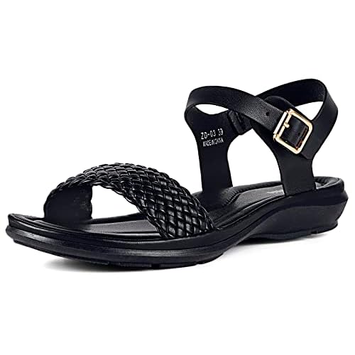 Intini Womens Flat Sandals Braided Strappy Summer Shoes Memory Foam insole Sandals for Women
