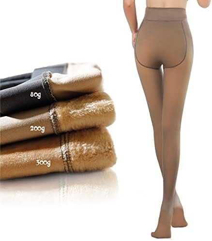 Women Warm Fleece Pantyhose Fake Translucent Fleece Lined Tights