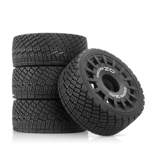 18 RC On-Road Tires & Plastic Street Wheels 17mm Hex, 3.94 OD 17 Rally Racing Tyres for 1:8 1:7 Touring, Drift Cars Compatible with Tamiya, HPI WR8, HSP, ARRMA, Redcat, Losi, Kyosho GT2BLACK