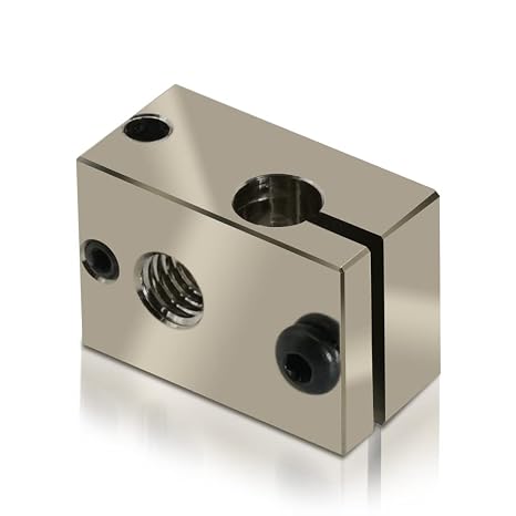 V6 Heater Block, V6 High Temperature Copper Plated Heater Block Compatible with E3D V6 Heater Block Use for PT100 Cartridge Sensor Version V6 Hotend Titan Aero Extruder (Copper)