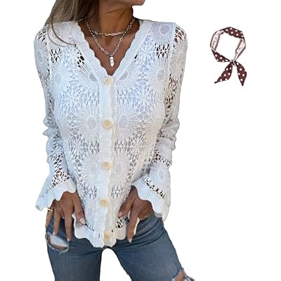 Women Button V Neck Sleeve Sweater