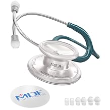 MDF Instruments, MD One Stainless Steel Stethoscope, Adult, Dark Green Tube, Silver Chestpieces-Headset, MDF77709