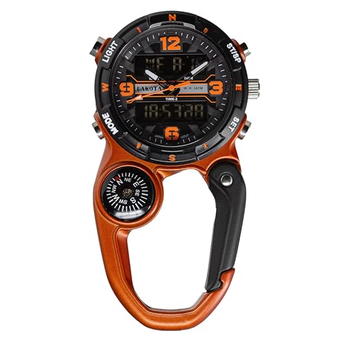 Dakota Digital Clip, Quality Pocket Watch, Fob Alarm, Stopwatch, Timer and Dual Time, Premium Durability Outdoor Gifts for Men, Use for Fishing Hunting, and More, Tactical Digital, Clip On Watch