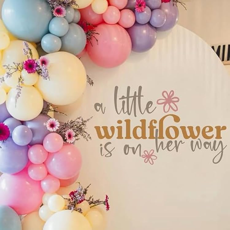 A Little Wildflower is On Her Way Wall Decal,Floral Theme Baby Party Decal Sign,Gender Reveal Party Sign,Boho Floral Baby Shower Wall Stickers,Wildflower Balloon Arch Backdrop Stickers