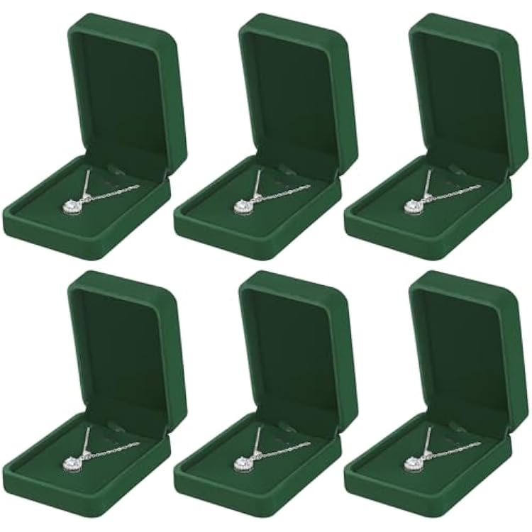 6 Pieces Classic Velvet Necklace Pendant Box for Jewelry Gift, Small Jewellry Storage Display Case for Wedding Engagement Birthday Anniversary