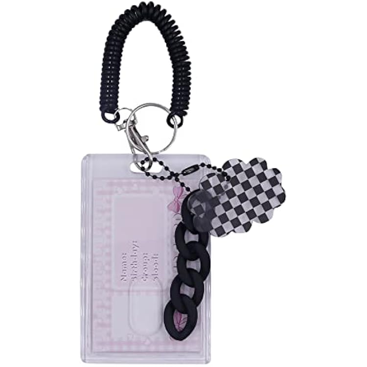 ANKOMINA Women Girls Acrylic Transparent Kpop Idol Photocard Holder Cute Love Heart ID Credit Card Sleeve Cover Protector with Pendant Keychain