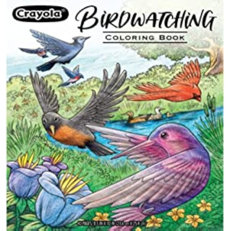 Crayola Bird Coloring Book 40pgs, Adult Coloring Pages, 8.5 x 10, Stress Relieving Coloring, Mindfulness Activity for Adults
