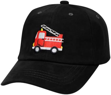 Cute Fire Truck Embroidery Kids Baseball Caps Adjustable Washed Baseball Hats for Boys Girls