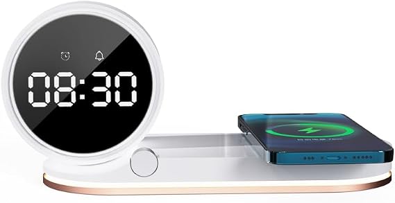 3 in1 mutifunction Mobile Wireless Charger with Digital Clocks and Night Lights fit for All Series Mobile That Support Wireless