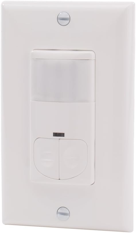 Tork NSI WOS-MN2R Wall Switch Occupancy Sensor, PIR, 2-Relay, 120/277V, White