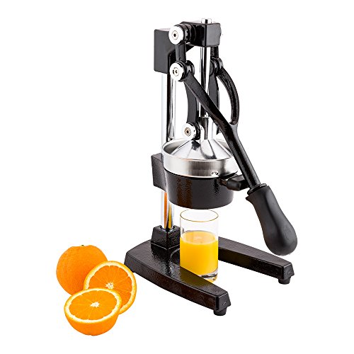 Restaurantware-8.7 x 7.5 x 15.6 Inch Citrus Juicer, 1 Commercial Manual Citrus Press - Countertop, Heavy-Duty, Black Cast Iron Juice Squeezer, Removable Strainer, For Oranges, Lemons, or Grapefruits