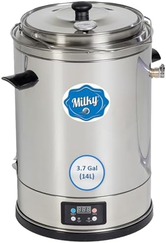 Milk Pasteurizer Milky FJ 15 (115V) | For Milk, Cheese, Yogurt and Juice | 3.7 Gal | Made of Stainless Steel | Removable Container | Time and Temperature Control | Made in the EU |