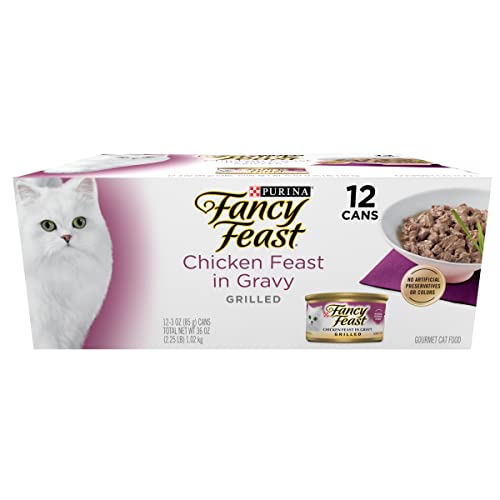 Purina Fancy Feast Grilled Wet Cat Food Chicken Feast in Wet Cat Food Gravy - Pack of 12 3 oz. Cans