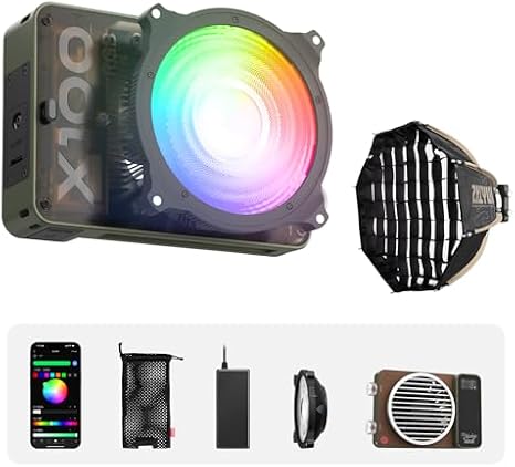 ZHIYUN MOLUS X100 RGB Standard 100W Video Light [Official] 14.17inch 40D MINI Octagonal Softbox ZY Mount Quick Folding Quick Set Up with Diffusers/Honeycomb Grid