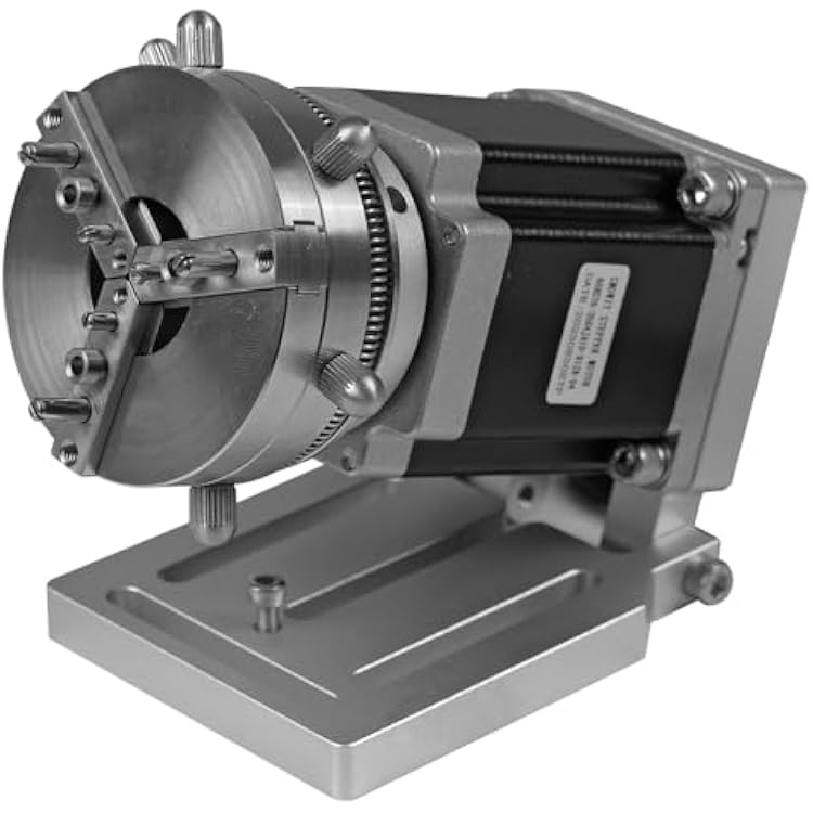 Rotary Chuck for Laser Engraver, Three-Jaw Rotary Chuck D69MM, Fiber Laser Engraving Machine, Rotating Shaft axis, Multi-angle Adjustment, Cast Iron