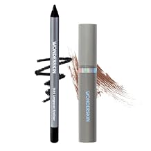 Wonderskin 1440 Eyeliner (Liquorice), Waterproof and Smudge Proof with Brow Stain & Go Masque (Brunette) for Long Lasting Brow Tint