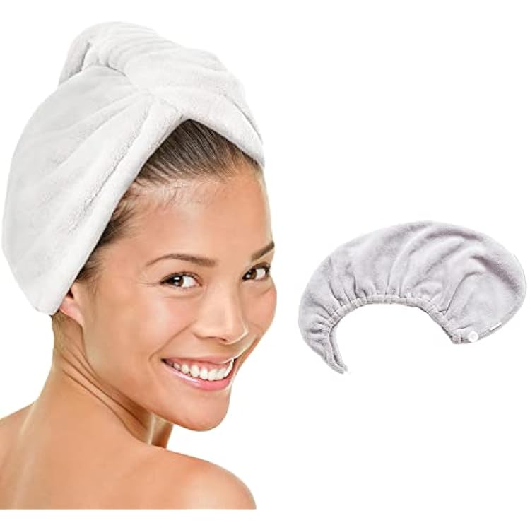 MICRODRY - Ultra-Absorbent Hair Towel Wrap for Long Hair or Short Hair, Quick-Drying Microfiber Hair Towels, Machine-Washable Hair Care Anti Frizz Hair Products, One Size Fits All, 1 Piece, White
