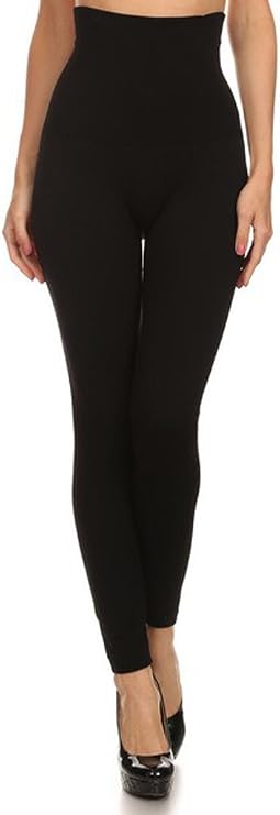 YELETE Women's Empire Waist Tummy Compression Control Top Leggings, French Terry Lining