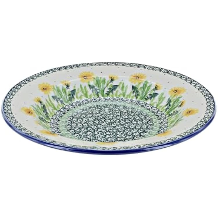 Blue Rose Polish Pottery - Yellow Dandelion Soup Plate - 9.25 Diameter - Great Bowl for Soups, Salads, and Pastas