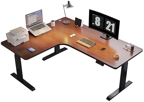 Electric L-Shaped Standing Desk - Height Adjustable Corner Computer Workstation with Memory Settings - Spacious Sit-Stand Table for Home Office