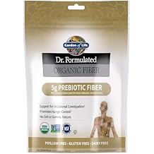 Garden of Life Dr. Formulated Organic Fiber Powder, Unflavored, Prebiotic Superfood Fiber Supplement, Constipation Relief, Psyllium Free, 32 Servings
